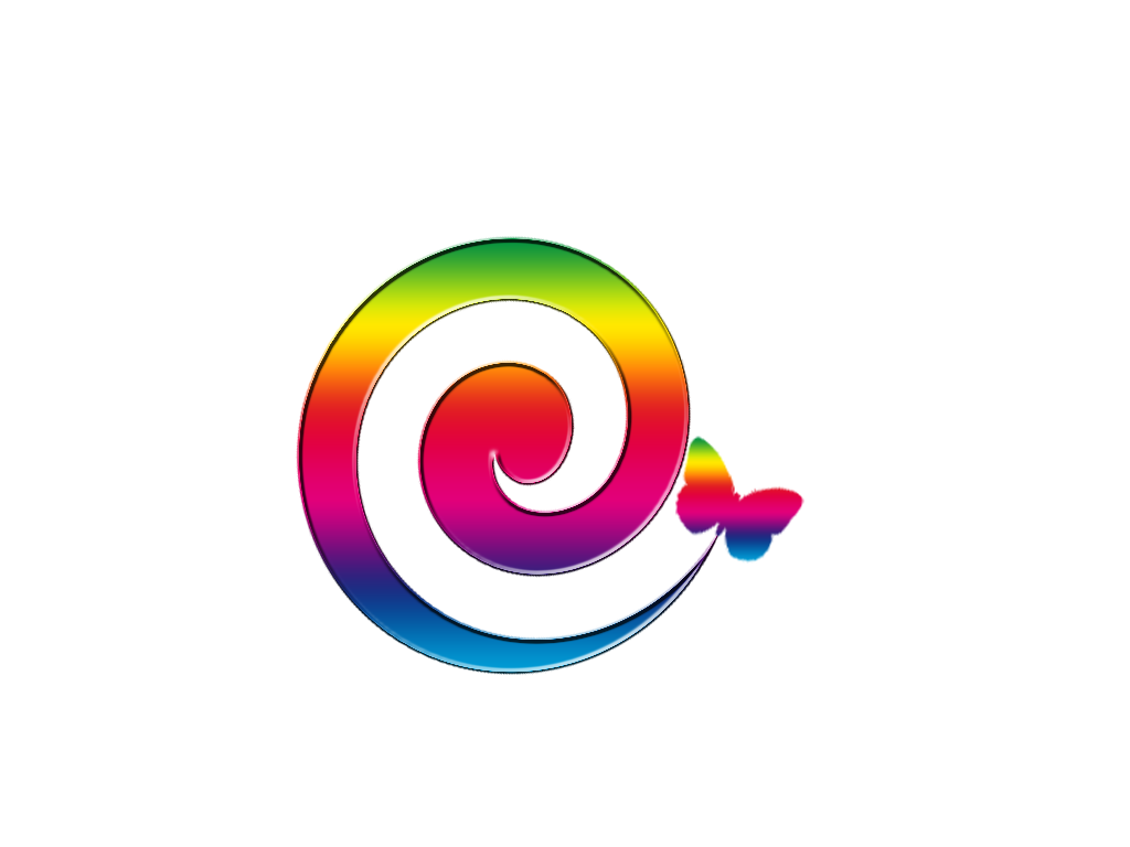 Bunte Spirale aus der ein Schmetterling fliegt